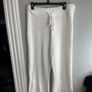 Forever21 White Flare Fuzzy Lounge Pants